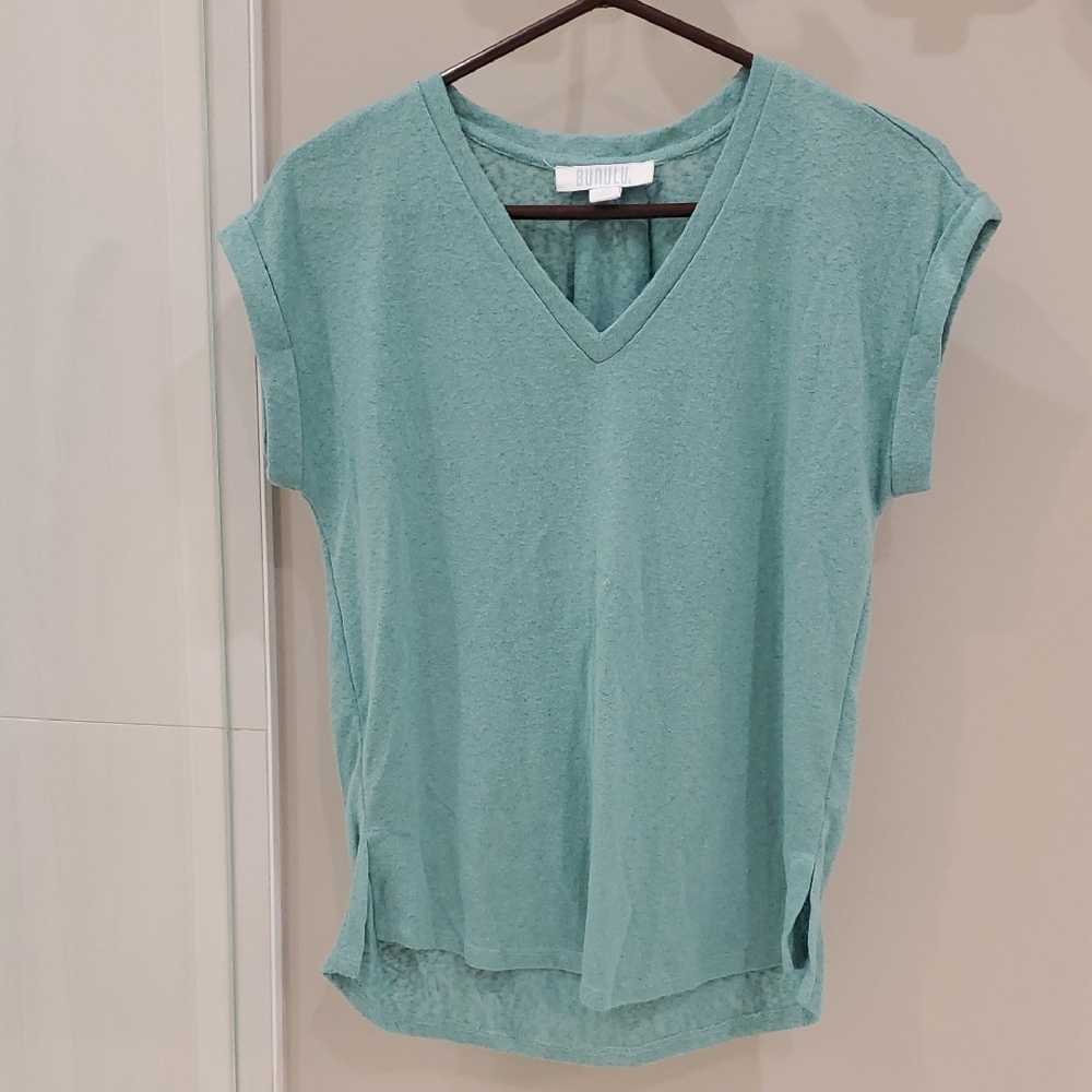 Teal V-Neck Short Sleeve Top
